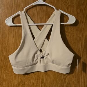 Fabletics Cream Sports Bra